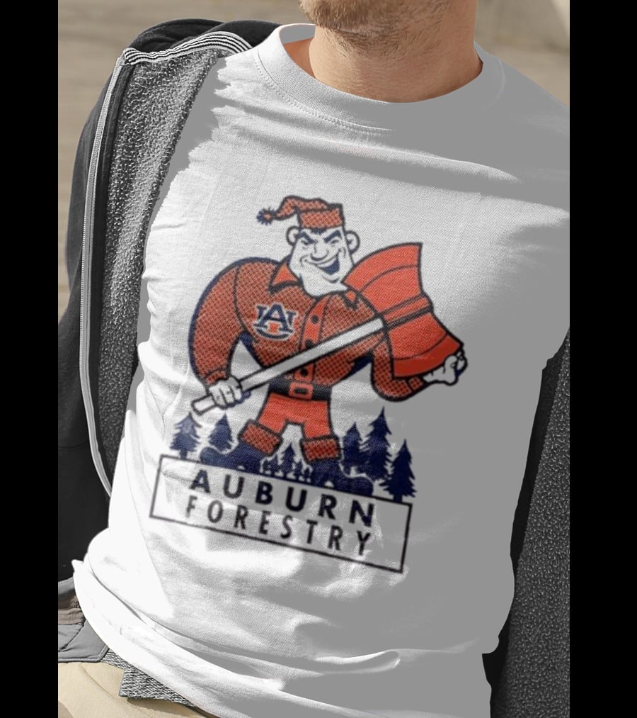 Auburn Forestry Lumberjack With Axe And Pine Trees T-Shirt