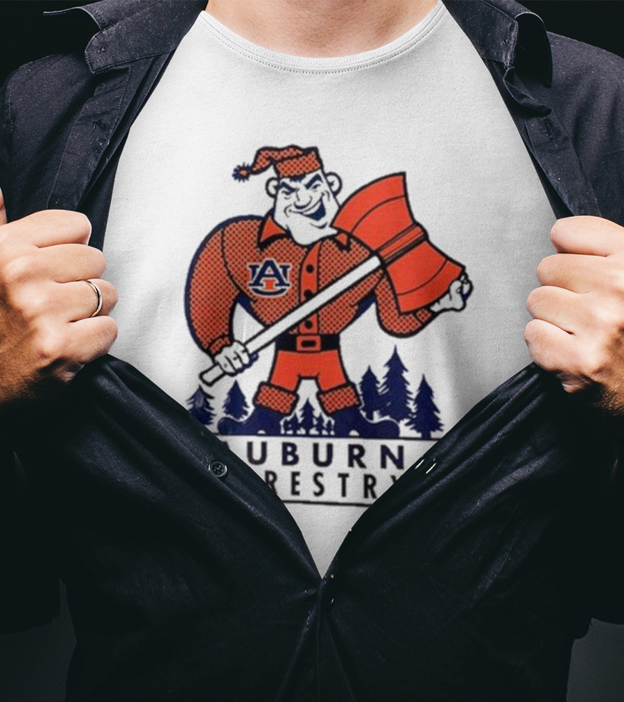 Auburn Forestry Lumberjack With Axe And Pine Trees T-Shirt
