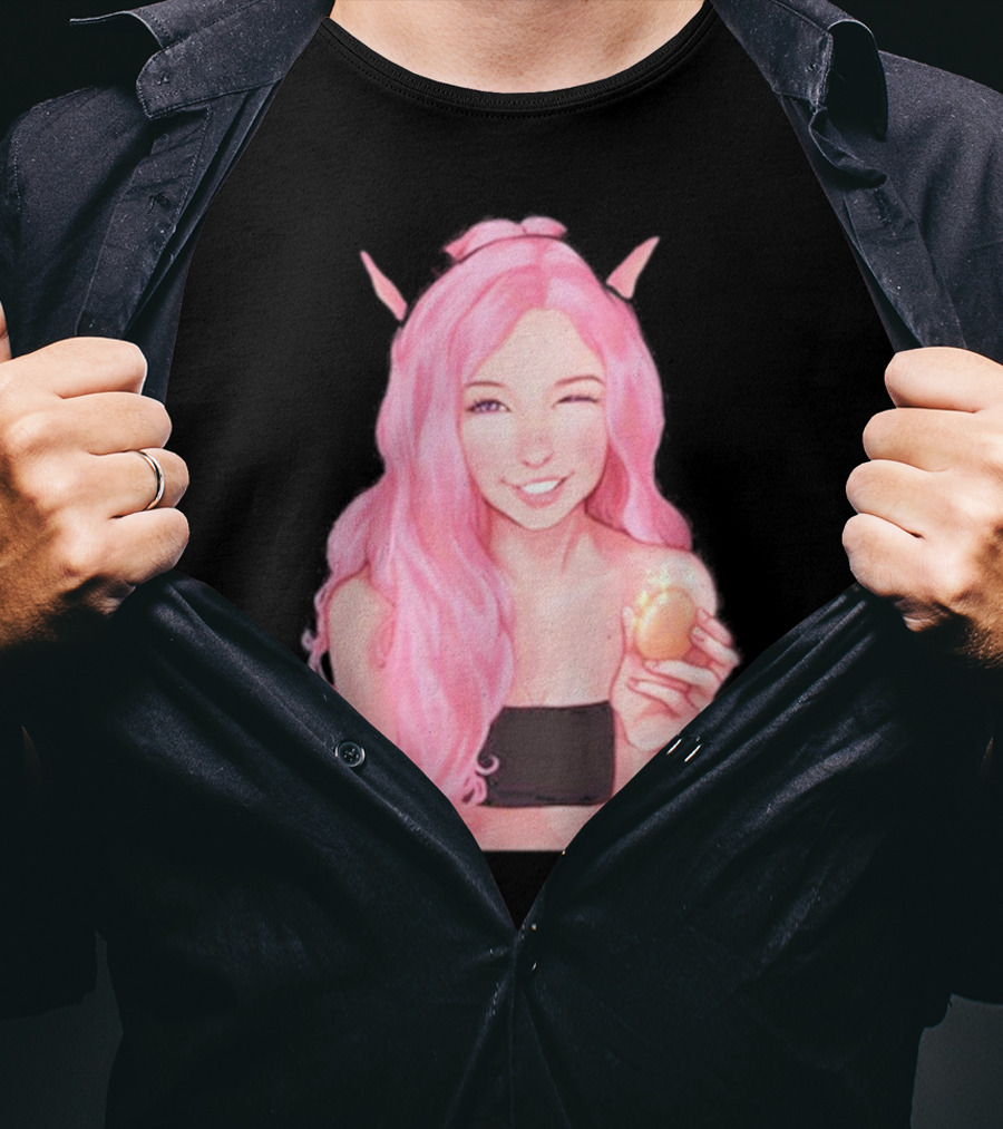 Belle Delphine Pink Hair Winking Holding Golden Egg Fantasy T-Shirt