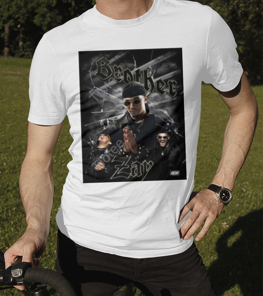 Brother Zay AEW Theme With Three Images And Dramatic Shattered Glass Background T-Shirt