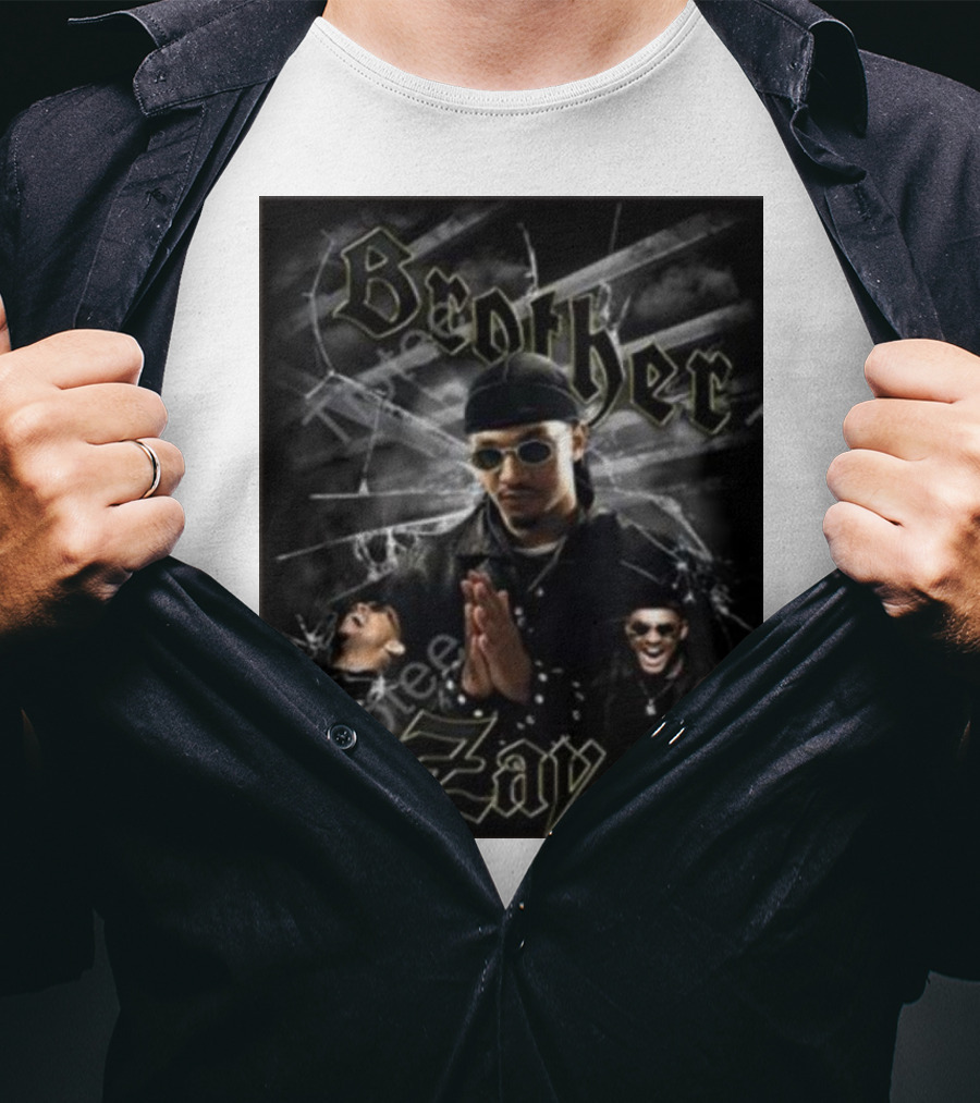 Brother Zay AEW Theme With Three Images And Dramatic Shattered Glass Background T-Shirt