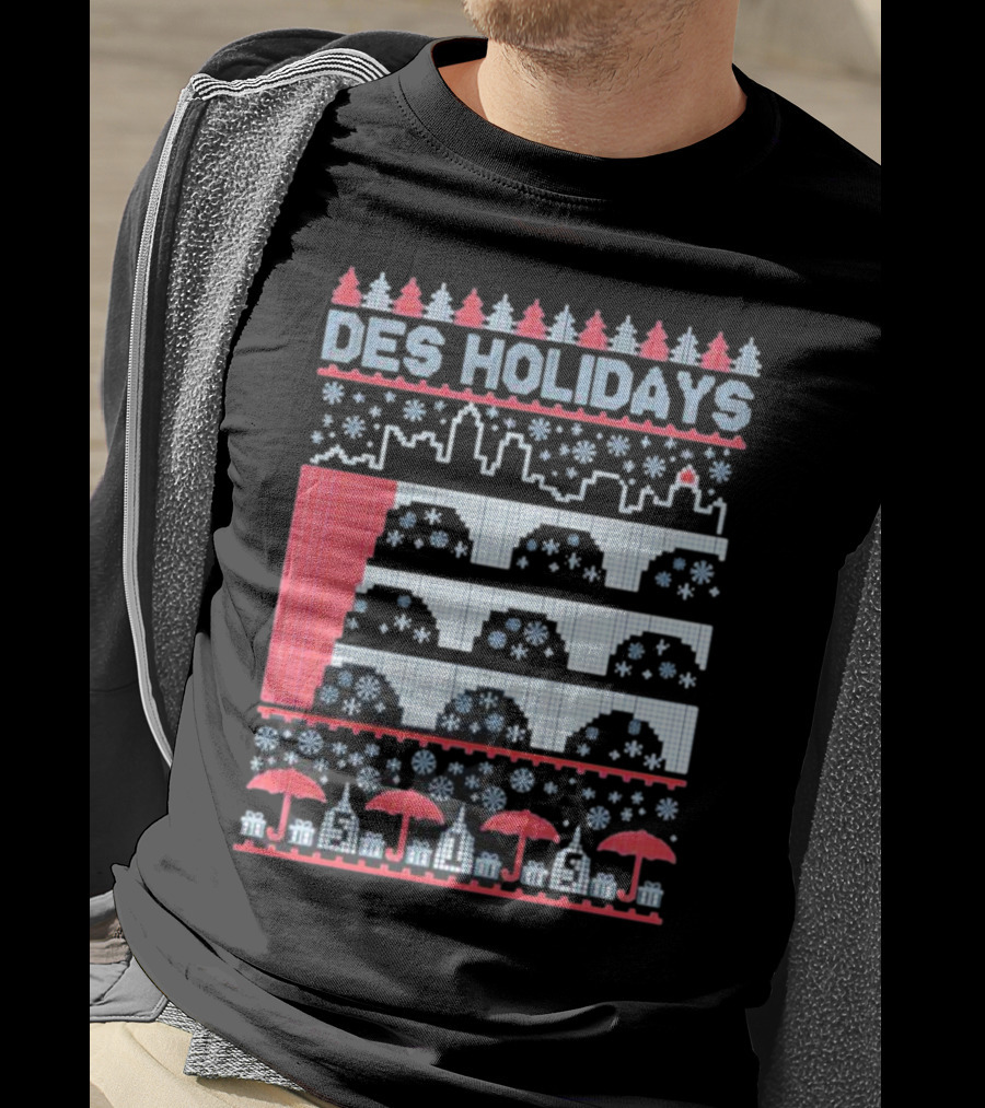 Des Holidays Ugly Christmas Sweater Skyline Snowflake T-Shirt