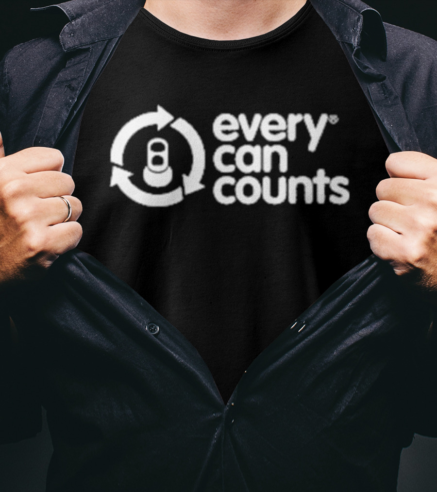 Every Can Counts Recycling Symbol With Arrows And Can T-Shirt