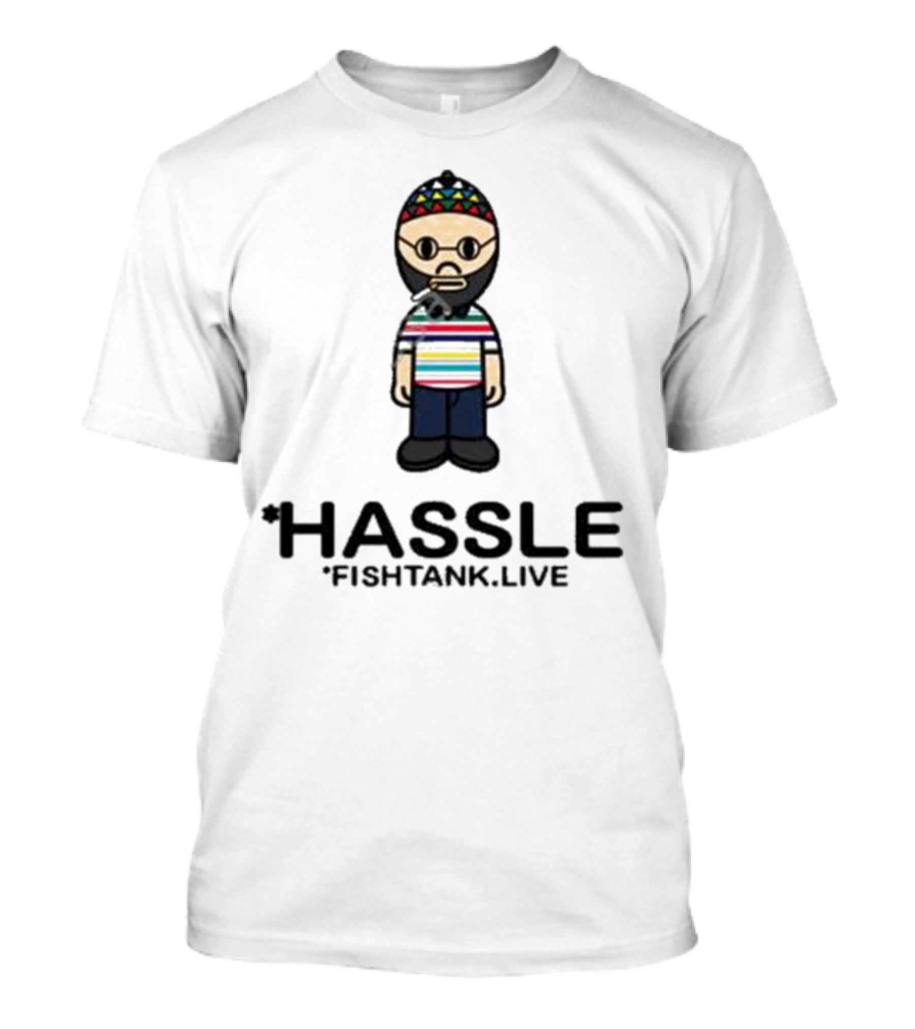 Hassle Fish Tank Live Figure With Colorful Hat And Striped T-Shirt