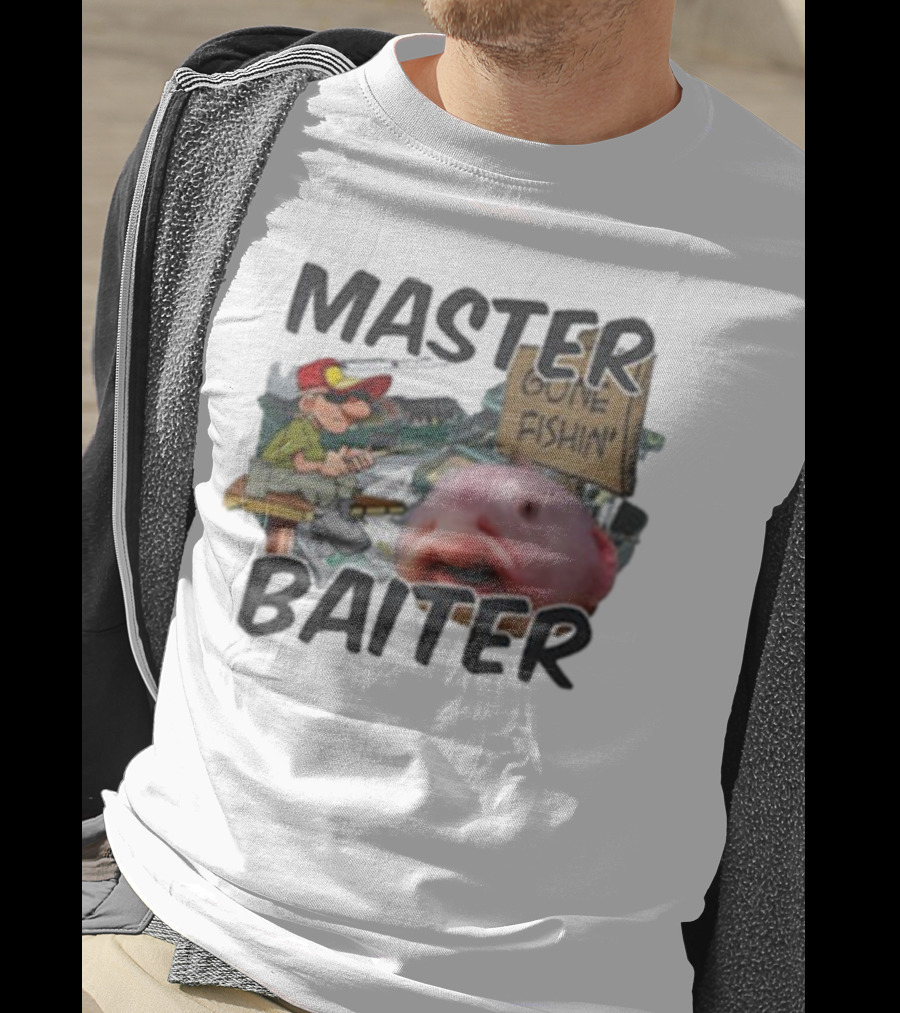 Master Baiter Gone Fishin' Fisherman With Big Fish T-Shirt