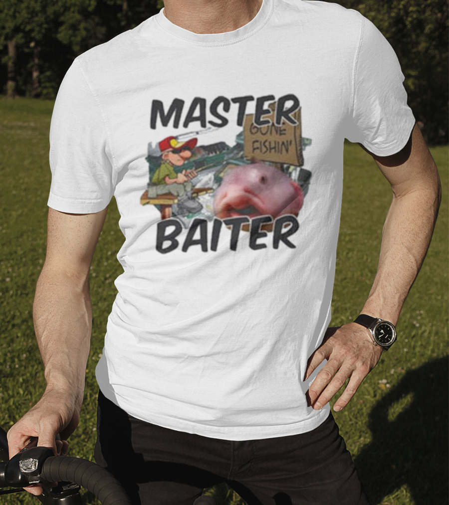Master Baiter Gone Fishin' Fisherman With Big Fish T-Shirt