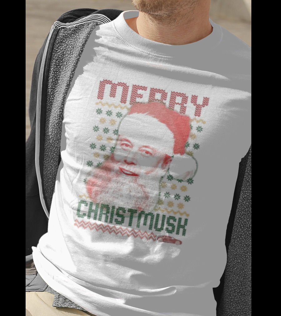 Merry Christmusk Santa Hat Beard Christmas Car T-Shirt