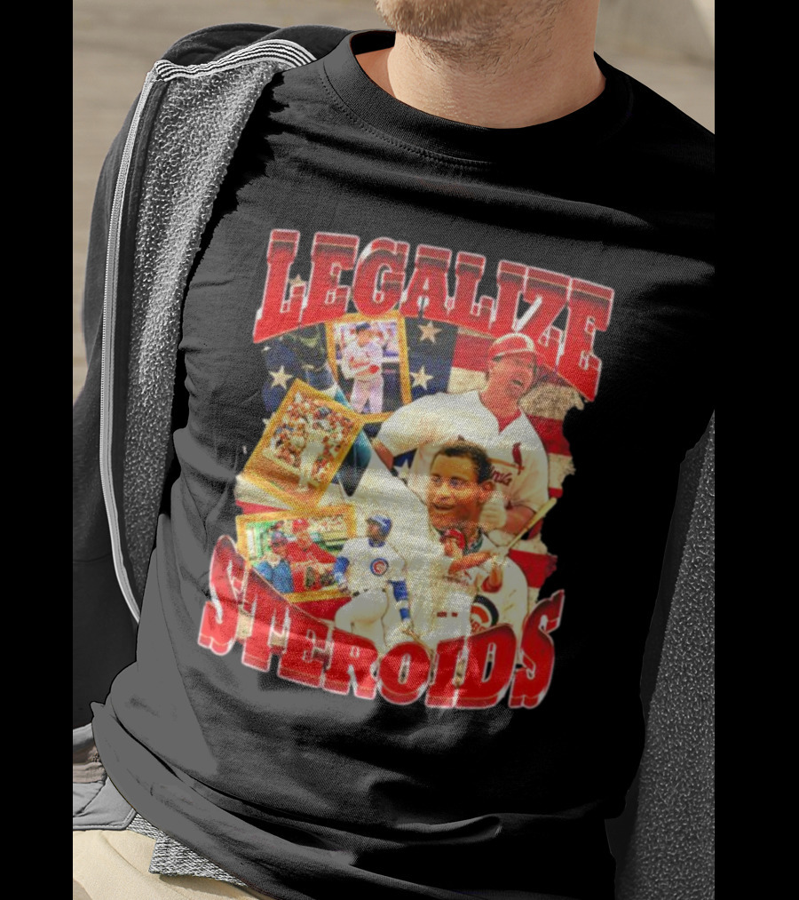 Legalize Steroids Baseball Iconography Retro USA Flag T-Shirt