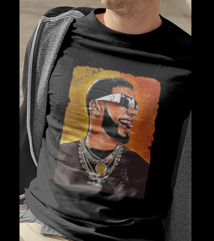 Anuel AA Vibrant Portrait With Signature And Chains T-Shirt
