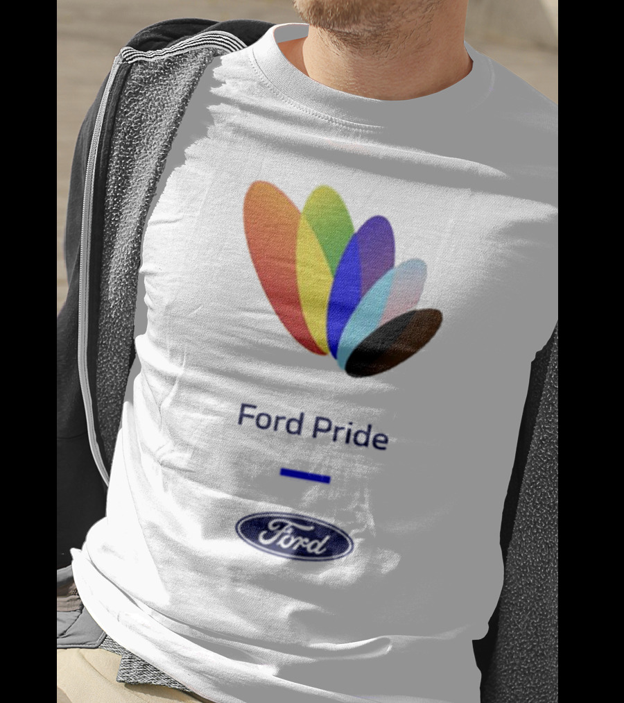 Ford Pride Typography Over Rainbow Petals T-Shirt