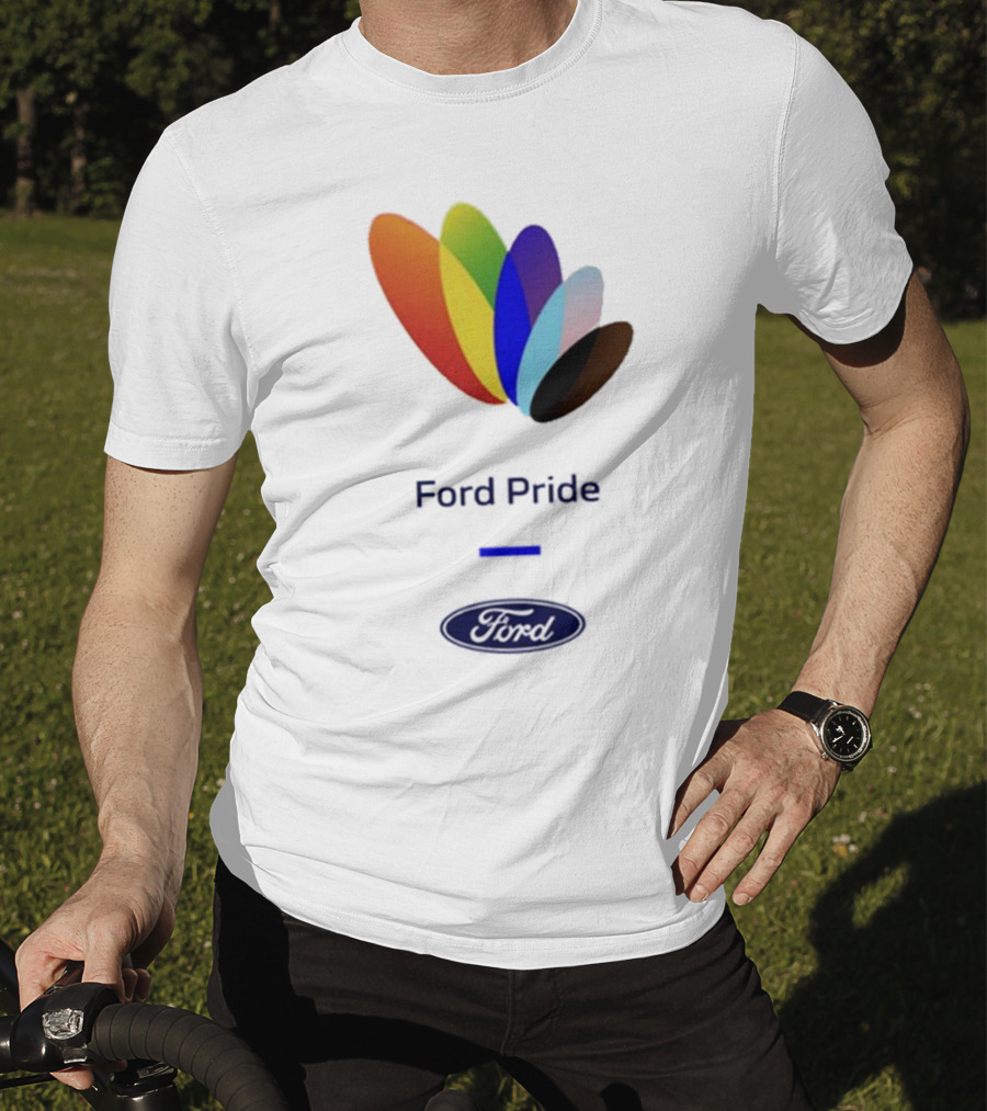 Ford Pride Typography Over Rainbow Petals T-Shirt