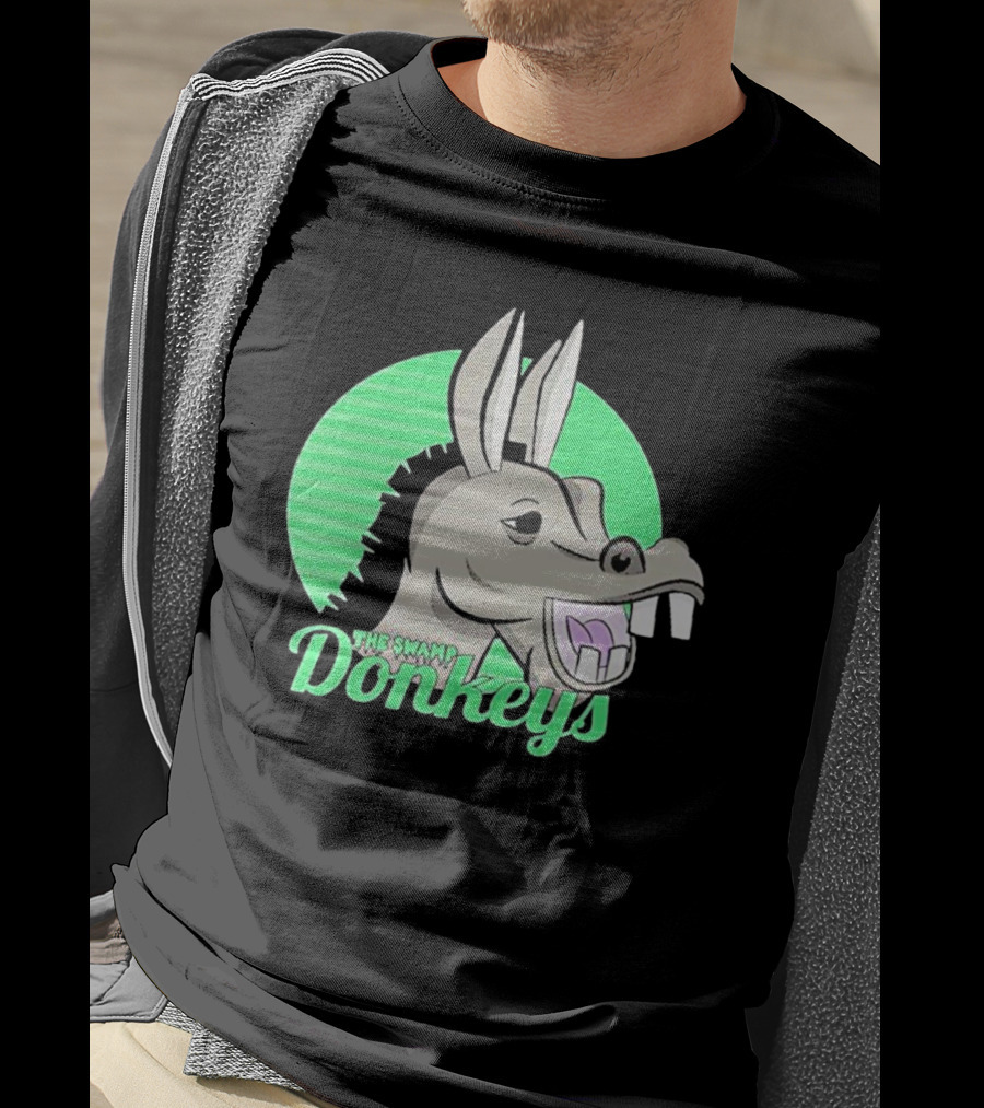 The Swamp Donkeys Green Logo Icon With Donkey Face T-Shirt