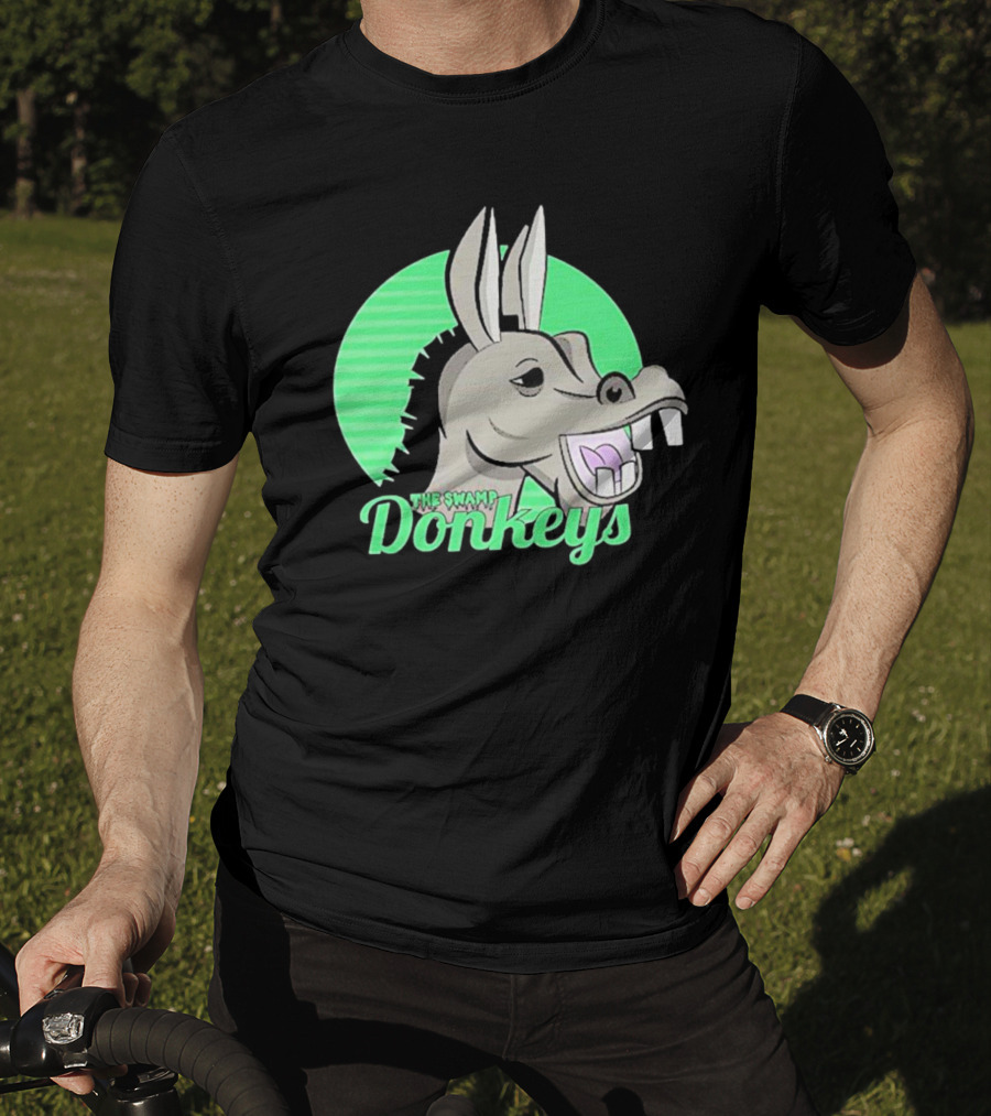 The Swamp Donkeys Green Logo Icon With Donkey Face T-Shirt