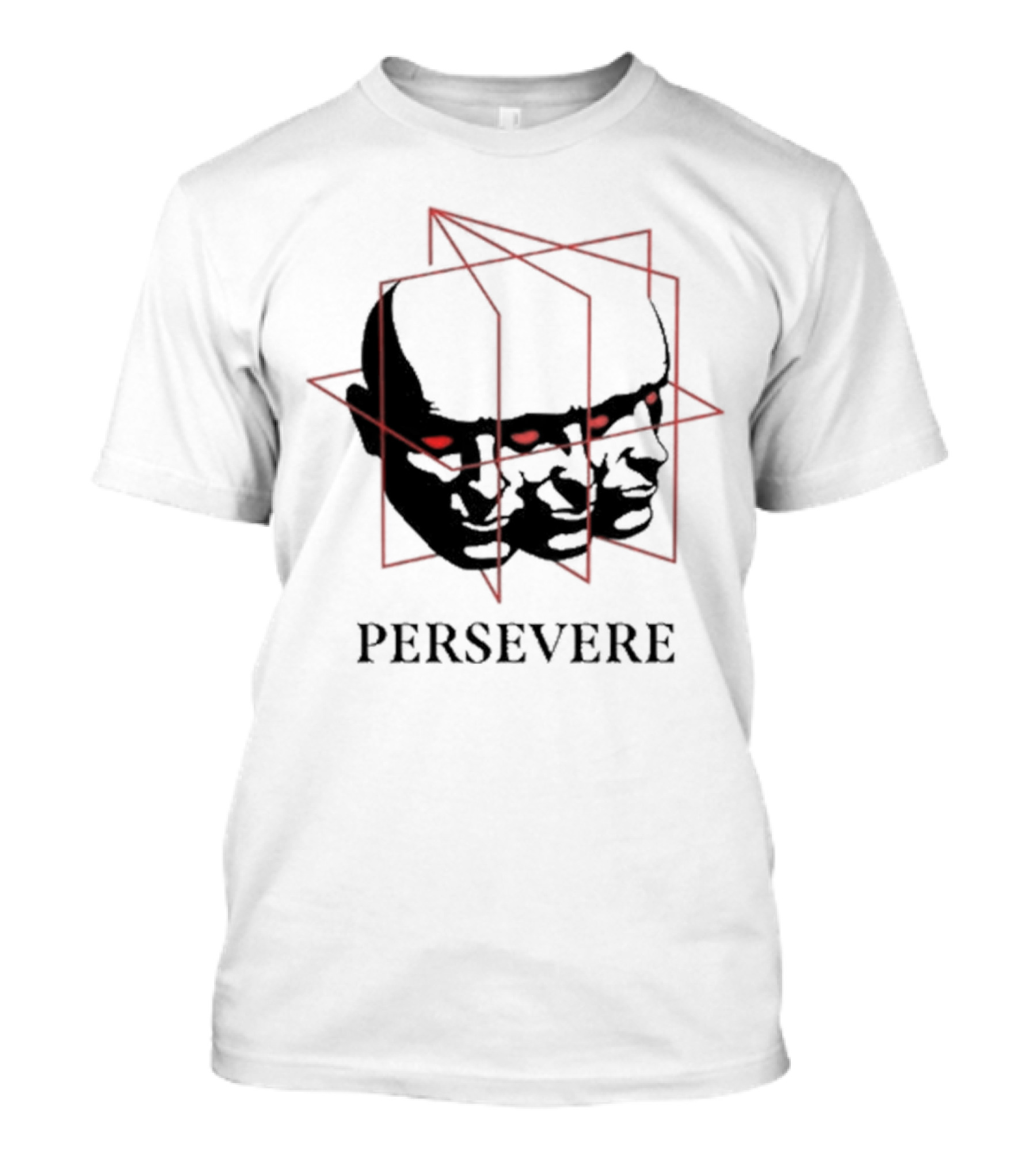 Persevere Triple Head Red Eyes Geometric Box T-Shirt