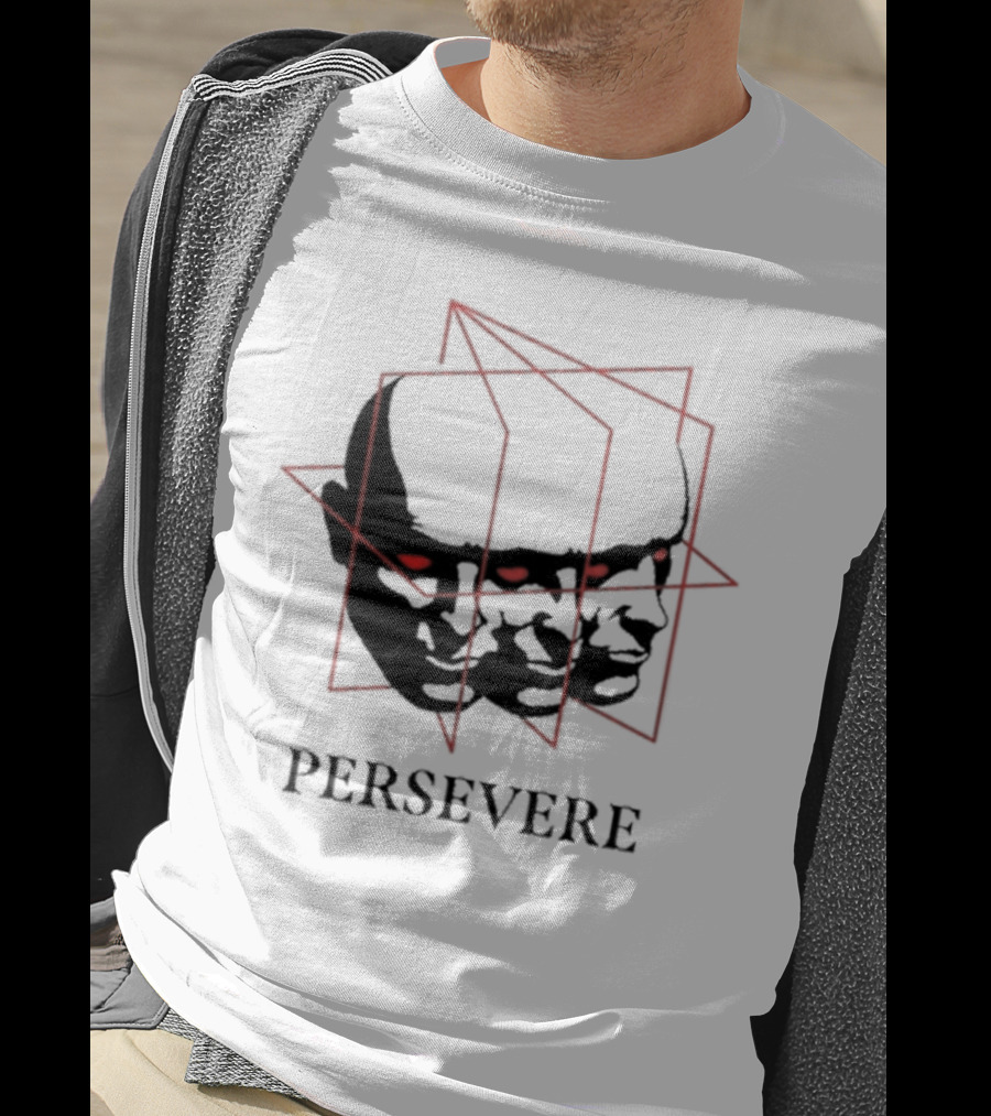 Persevere Triple Head Red Eyes Geometric Box T-Shirt