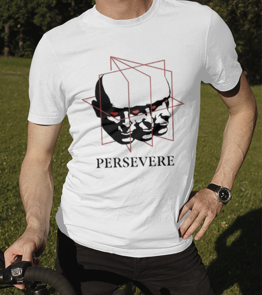 Persevere Triple Head Red Eyes Geometric Box T-Shirt