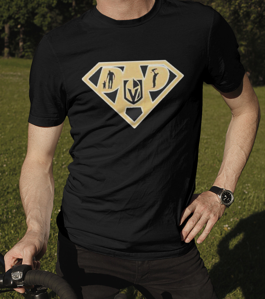 Vegas Golden Knights Super Dad Hero Shield T-Shirt