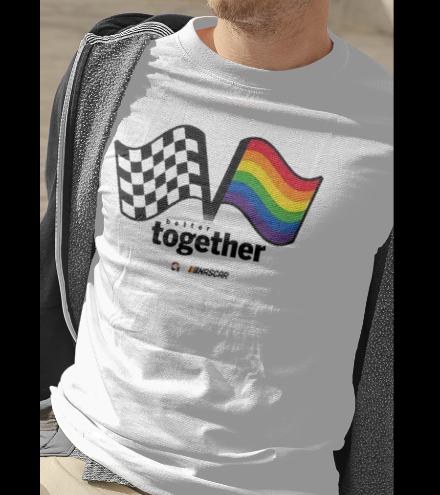 NASCAR Better Together Checkered Flag Pride Rainbow T-Shirt