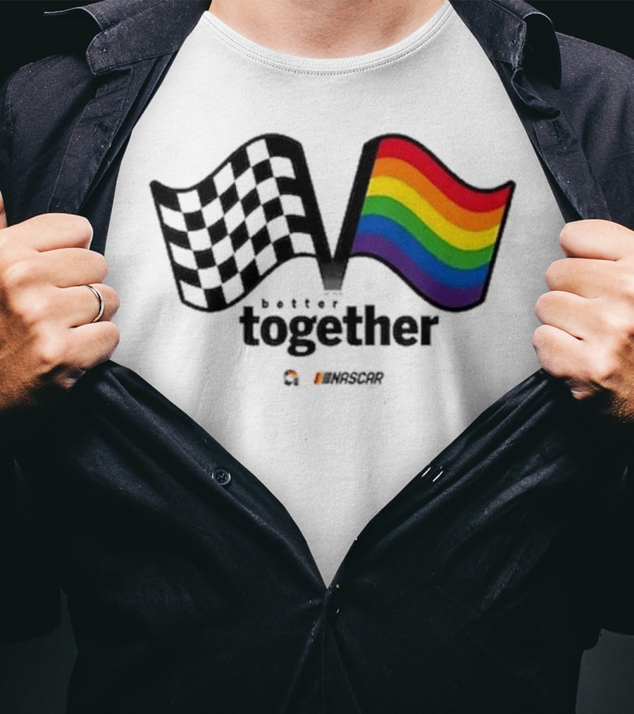 NASCAR Better Together Checkered Flag Pride Rainbow T-Shirt