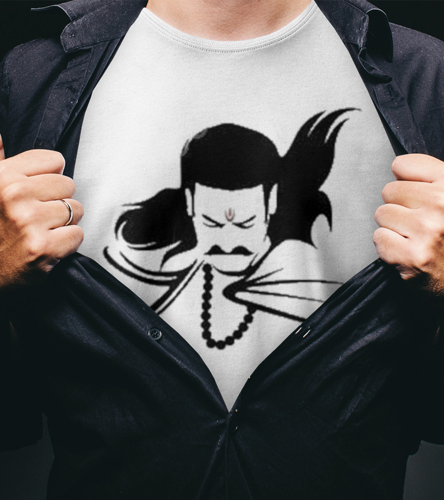 Prabhas The Lone Prince Adipurush Minimalist Silhouette With Red Tilak T-Shirt