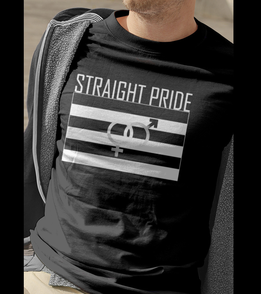 Straight Pride Black Flag With Gender Symbols T-Shirt