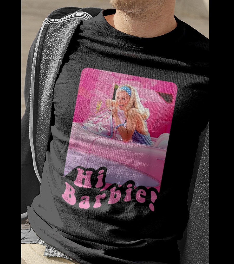 Barbie The Movie Hi Barbie Pink Car Scene T-Shirt