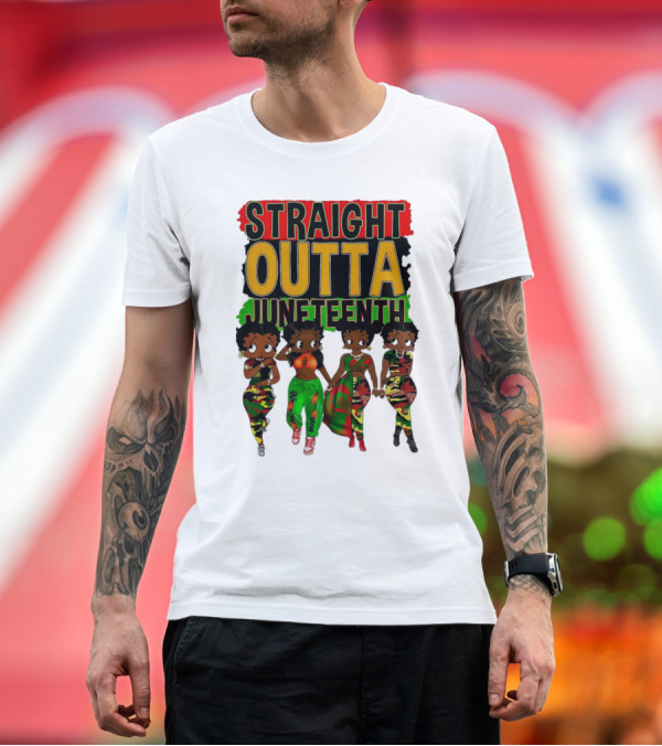 Premium T-Shirt: Straight Outta Juneteenth Black Women Celebration Fashion T-Shirt Straight Outta Juneteenth Black Women Celebration Fashion T-Shirt