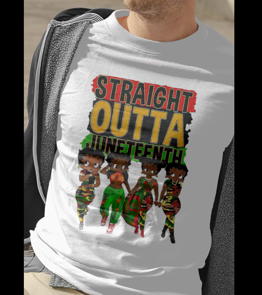 Straight Outta Juneteenth Black Women Celebration Fashion T-Shirt