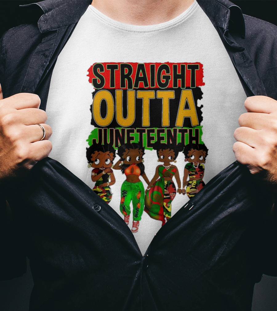 Straight Outta Juneteenth Black Women Celebration Fashion T-Shirt
