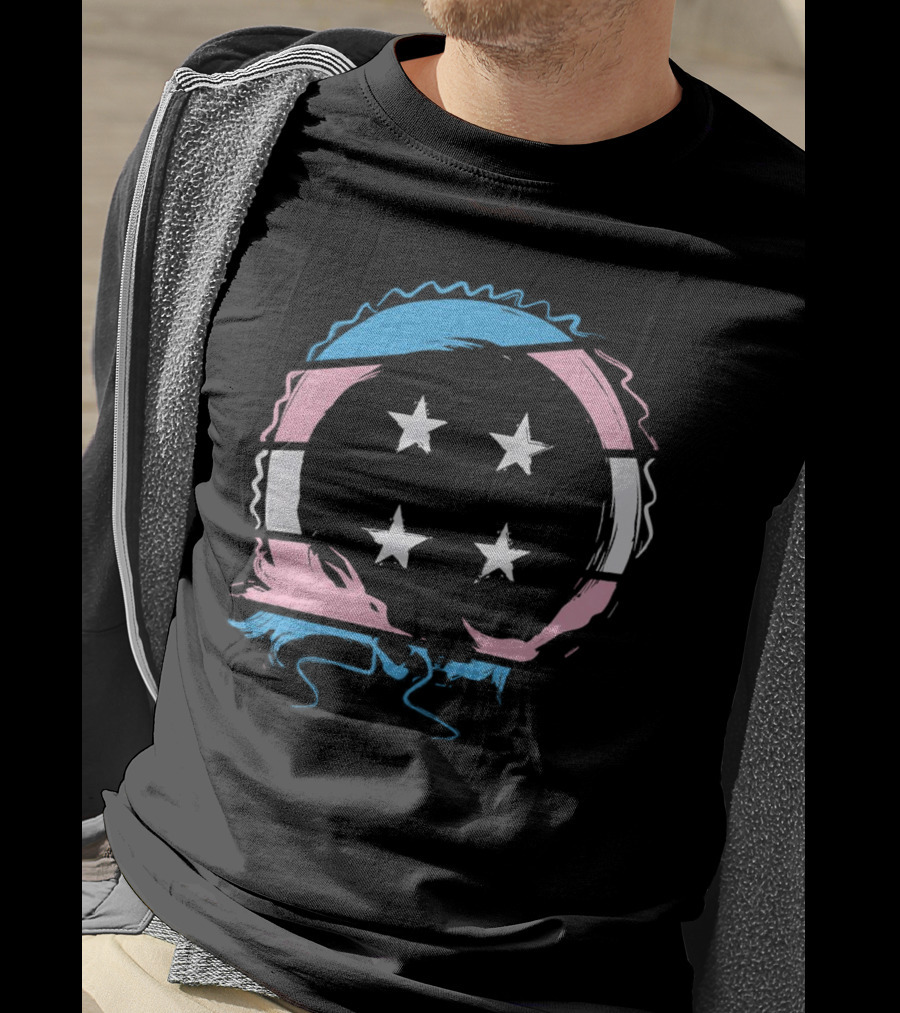 Sharkrobot Team Four Star Trans Pride Circle With Stars T-Shirt