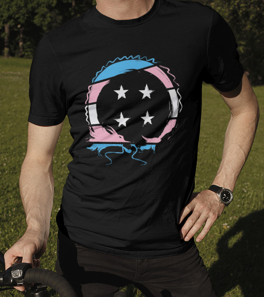 Sharkrobot Team Four Star Trans Pride Circle With Stars T-Shirt