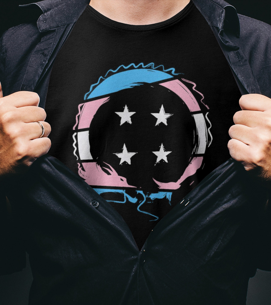 Sharkrobot Team Four Star Trans Pride Circle With Stars T-Shirt