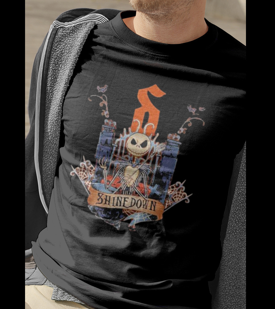 Shine Down Jack Skellington Vintage Halloween Gothic Castle T-Shirt