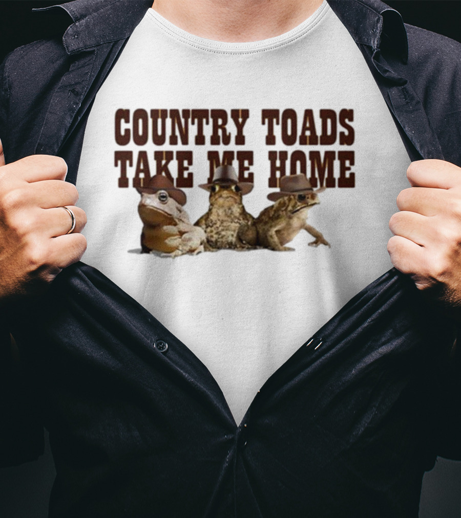 Country Toads Take Me Home Frogs Cowboy Hats T-Shirt