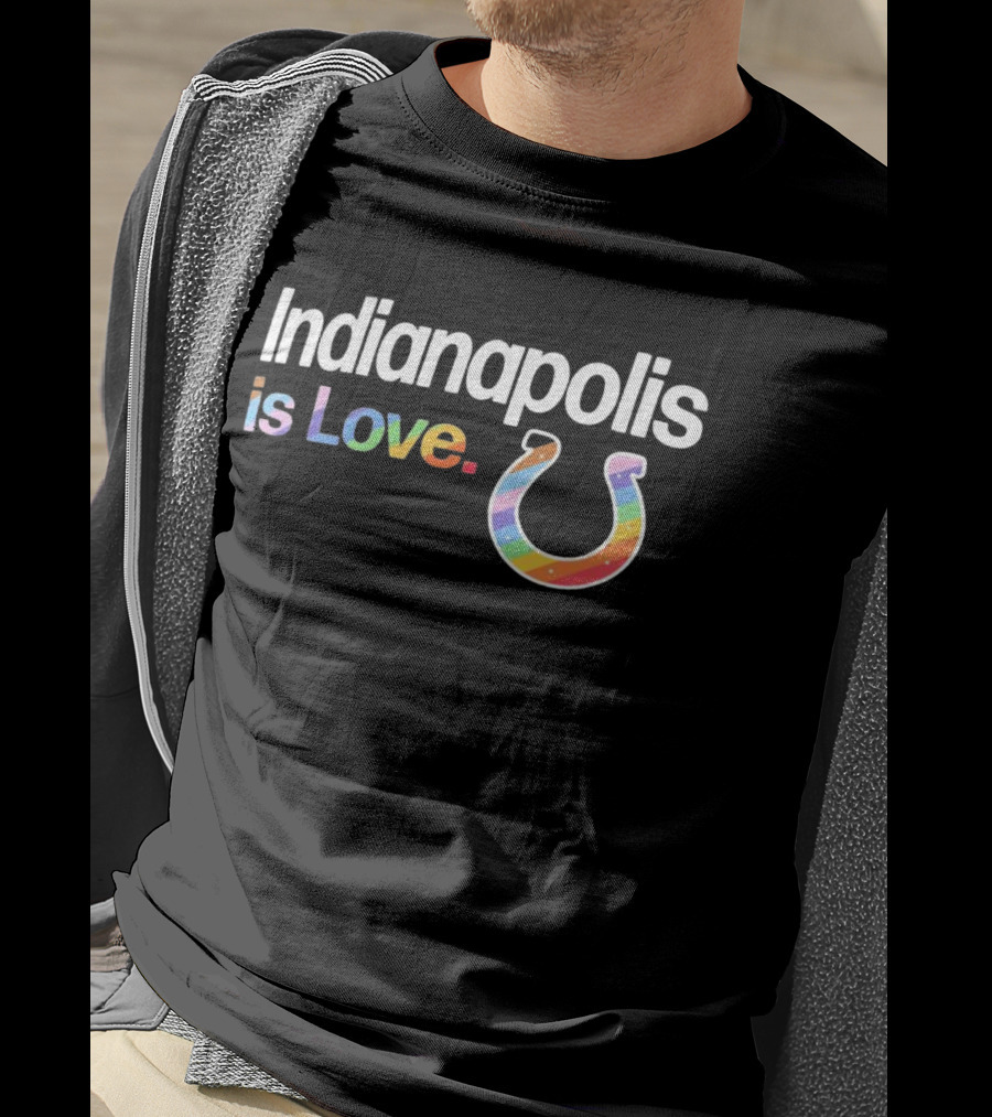 Indianapolis Colts Is Love City Pride Rainbow Horseshoe T-Shirt