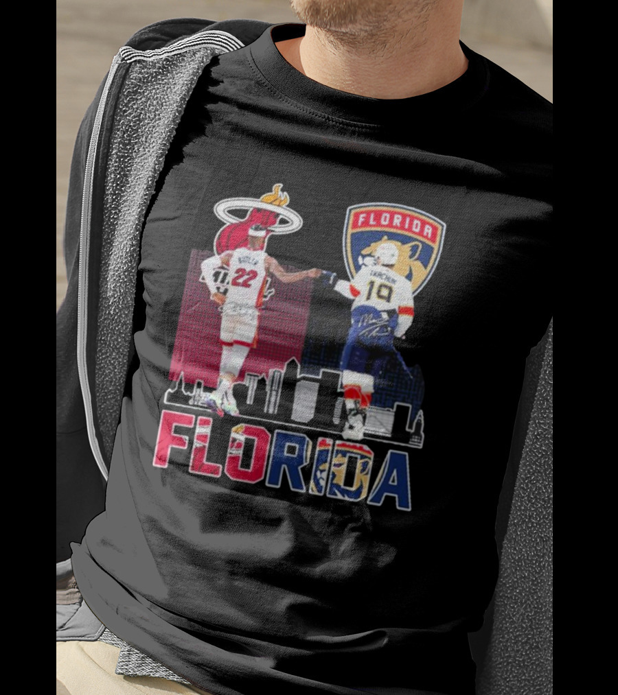 Jimmy Butler Tkachuk Florida Skyline Miami Heat Panthers Signatures T-Shirt