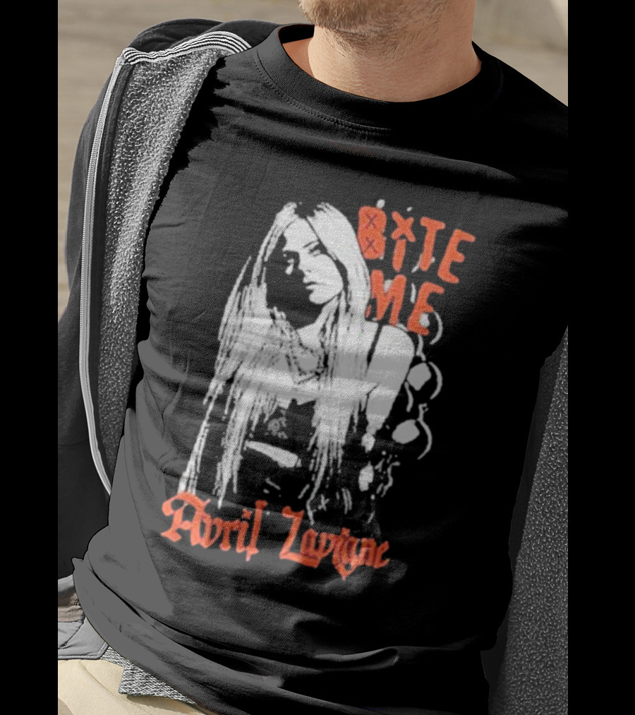 Avril Lavigne Bite Me Black And White Grunge T-Shirt
