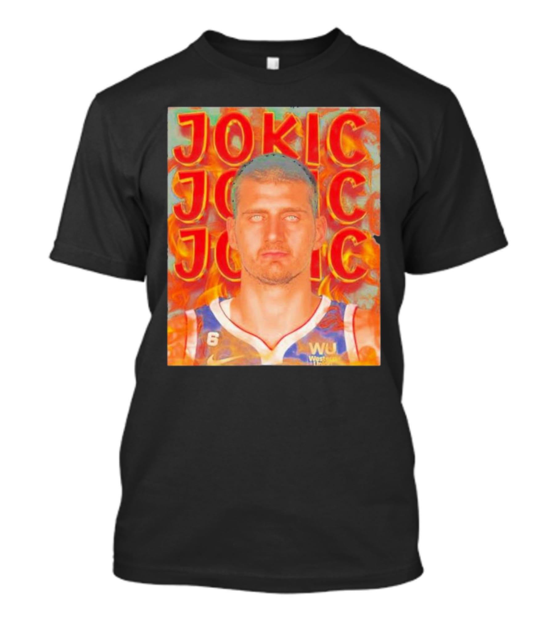 Jokic Fire Flames Photo Basketball T-Shirt