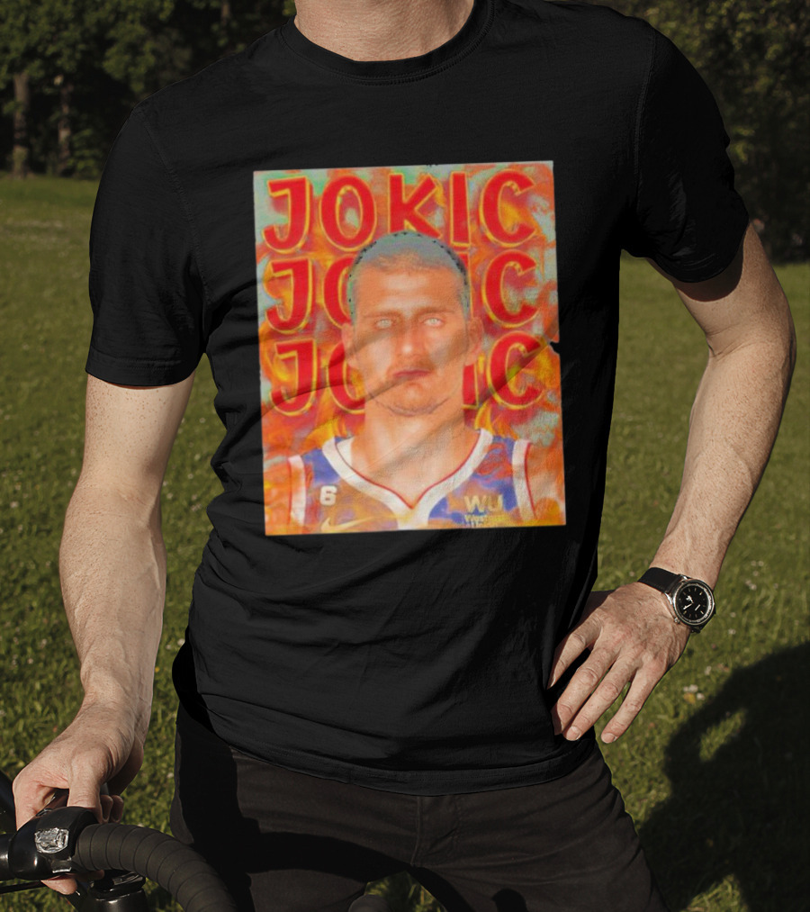 Jokic Fire Flames Photo Basketball T-Shirt