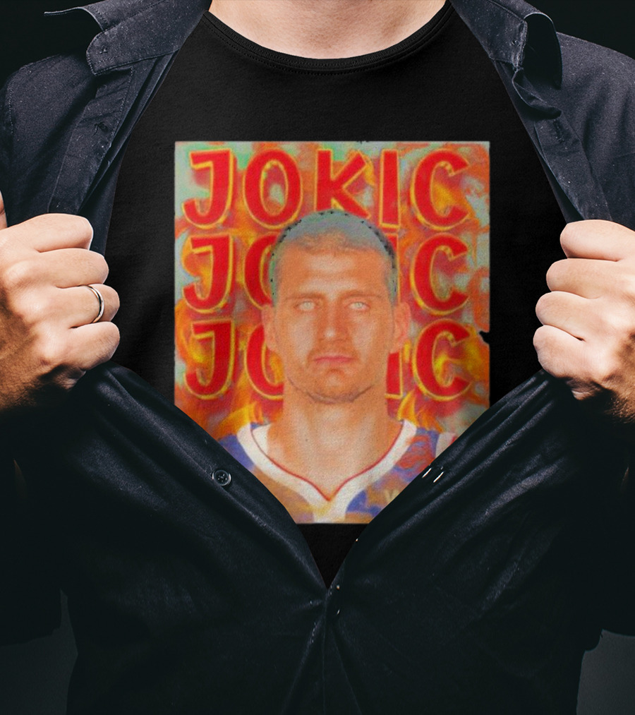 Jokic Fire Flames Photo Basketball T-Shirt