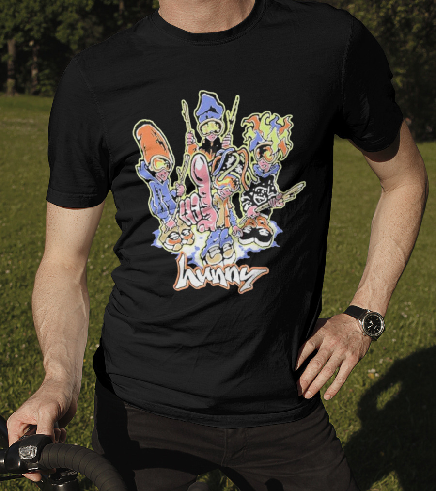 Hunny The Band Cartoon Characters And Hand Gesture T-Shirt