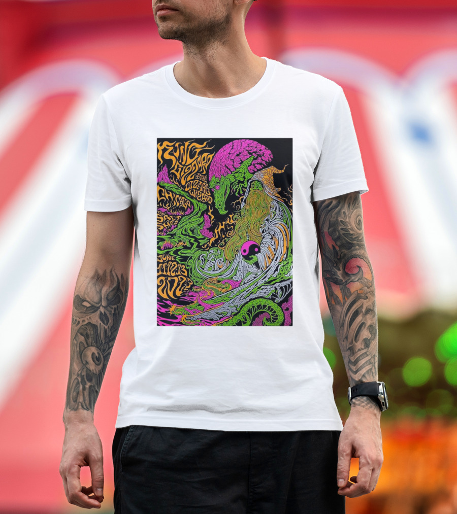King Gizzard and The Lizard Wizard Chicago August 30 Salt Shed Vibrant Psychedelic Creature T-Shirt