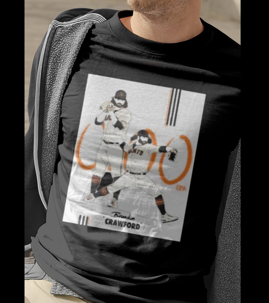 Brandon Crawford Giants Baseball Illustration With 1000 Celebratory T-Shirt