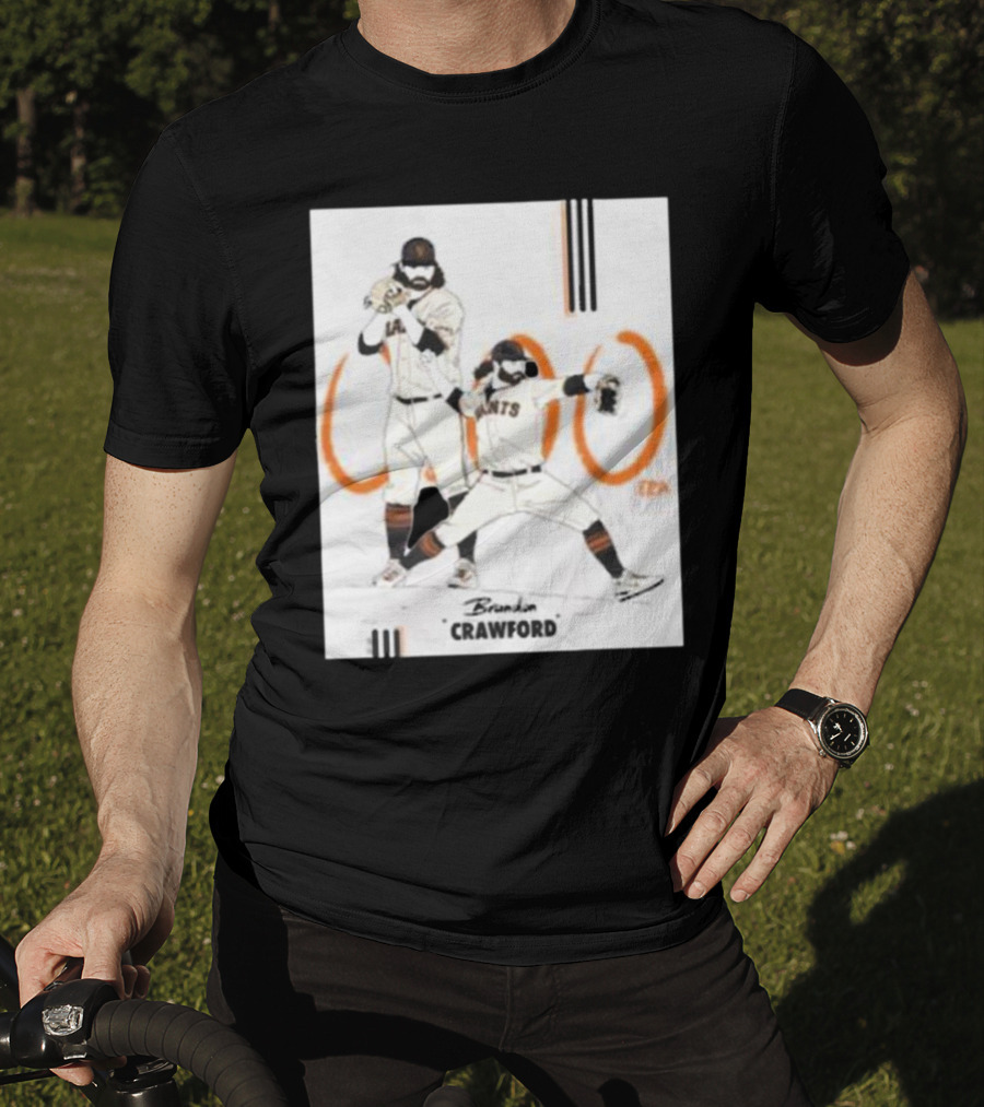 Brandon Crawford Giants Baseball Illustration With 1000 Celebratory T-Shirt