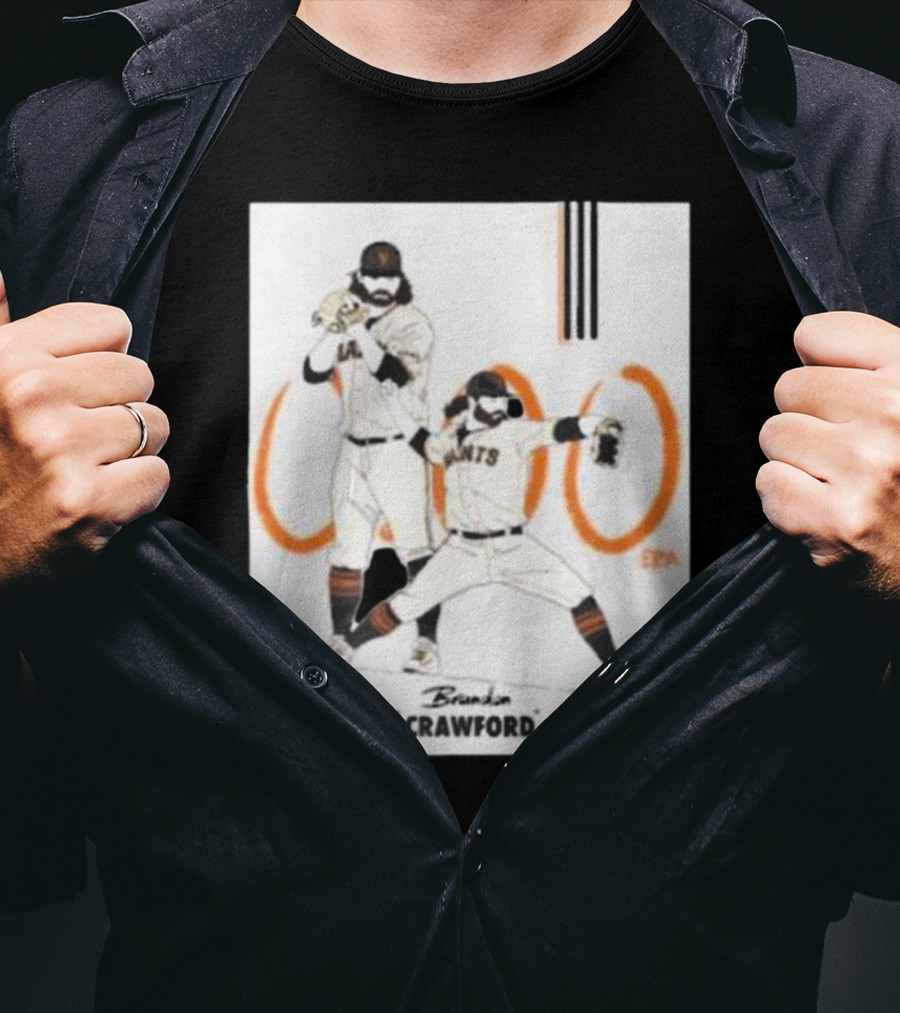 Brandon Crawford Giants Baseball Illustration With 1000 Celebratory T-Shirt