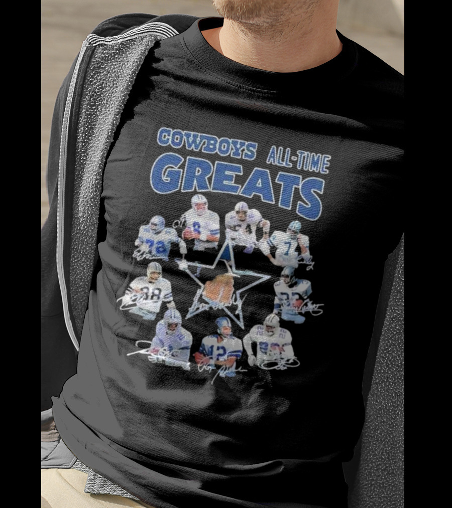Cowboys All-Time Greats Players History Signatures T-Shirt