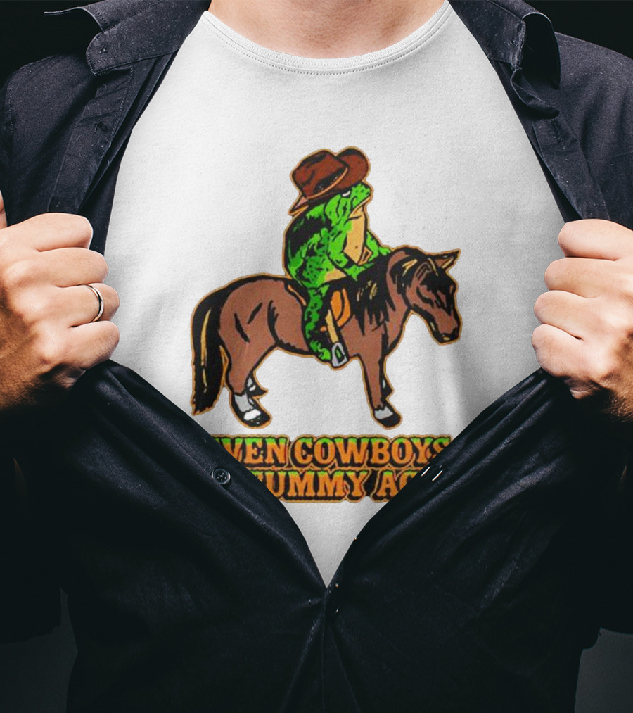 Even Cowboys Get Tummy Aches Cowboy Riding Horse T-Shirt