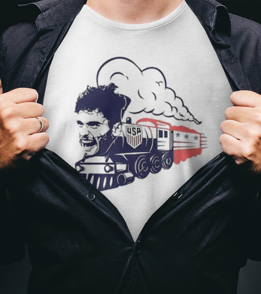 FC Dallas Pepi Train With US Soccer Emblem And Face On Locomotive T-Shirt