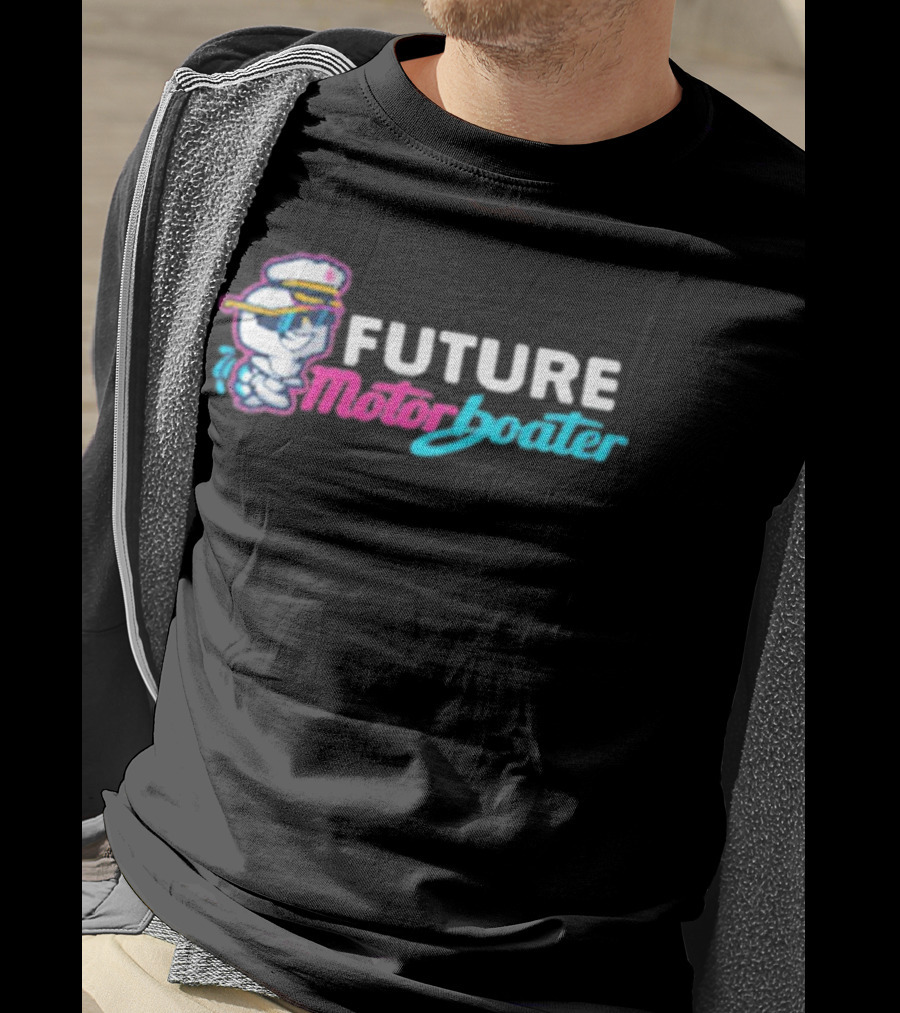 FUTURE Motorboater Captain Cartoon Character T-Shirt