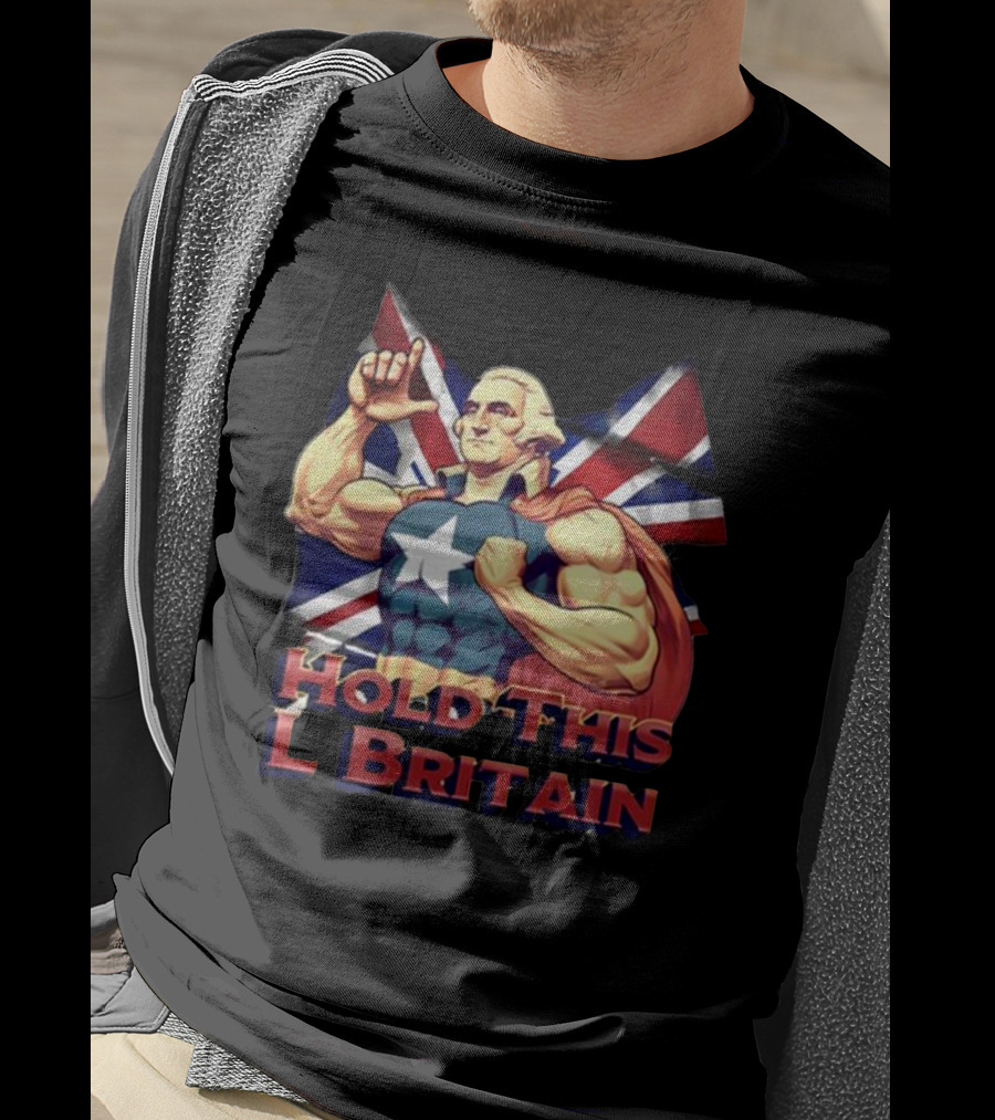 Hold This L Britain Superhero Union Jack Cloaked Figure T-Shirt